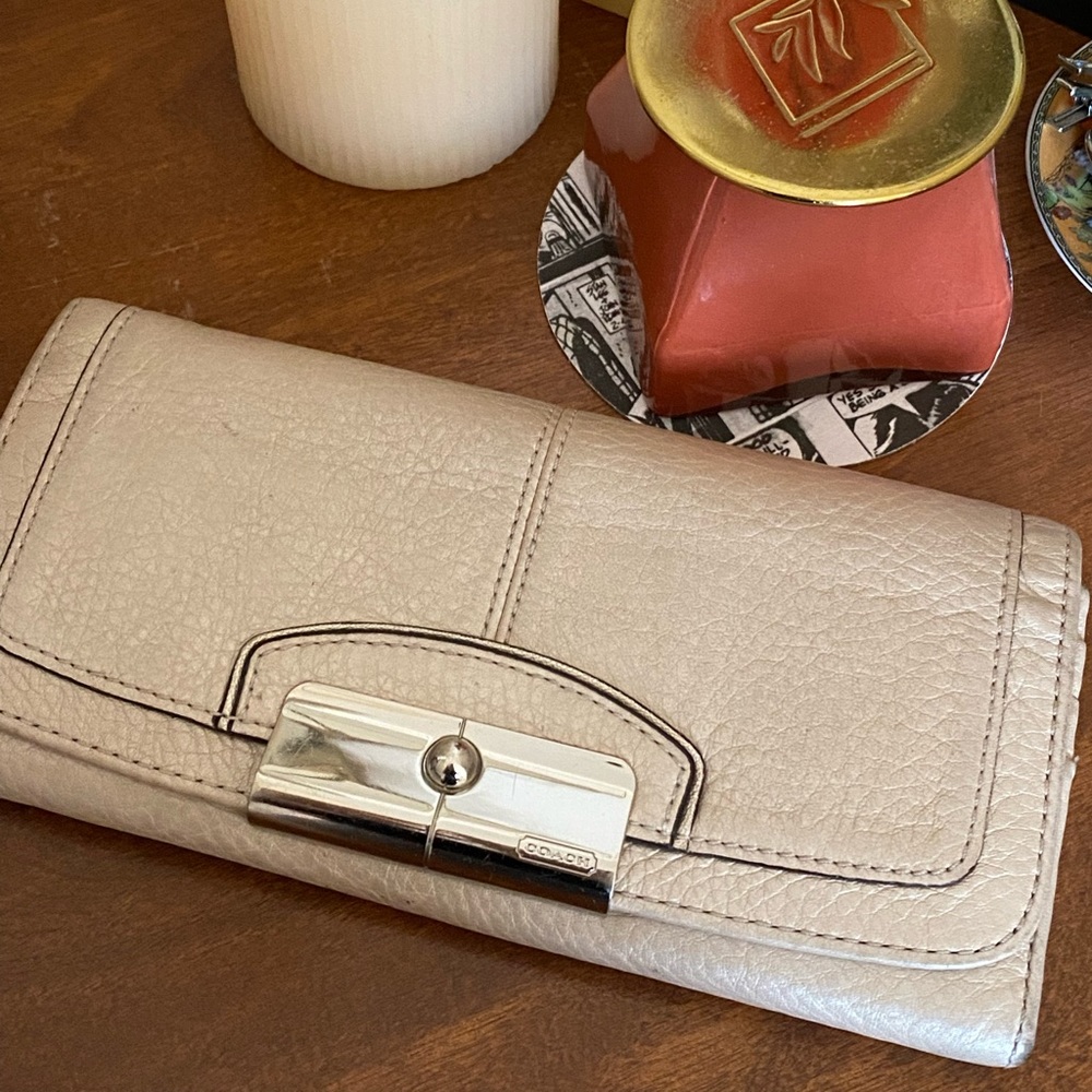 Coach beige metallic wallet